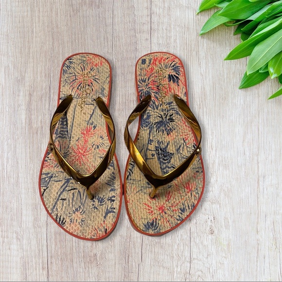 Lilly Pulitzer Floral Flip Flops - Picture 1 of 9
